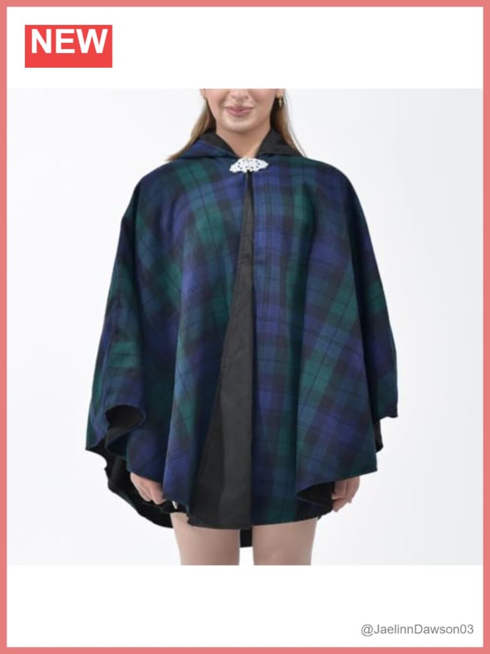 Wool Blend Plaid Hooded Poncho Cape Wrap Blanket Multifunctional Cold Weather